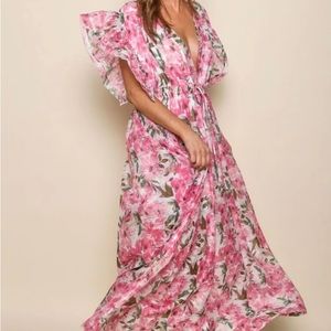 Love is all BNWT pink floral maxi dress sz S romantic dress - priced quick sale